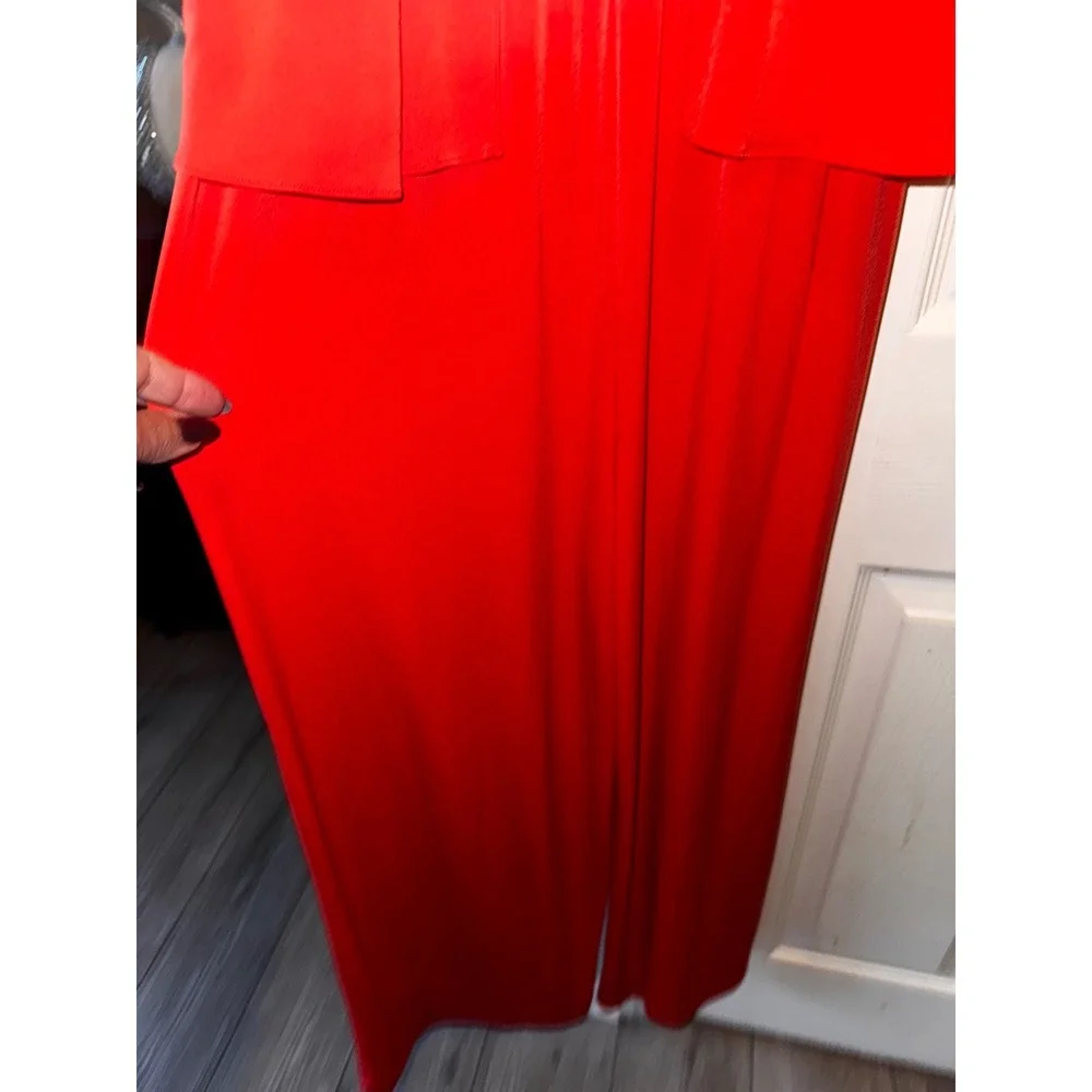 Chico's Red Halter Neck Overlay‎ Jumpsuit Wide Leg Size 1 NWT - Picture 10 of 11